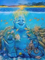 Pez de arrecife de Buda sonriente